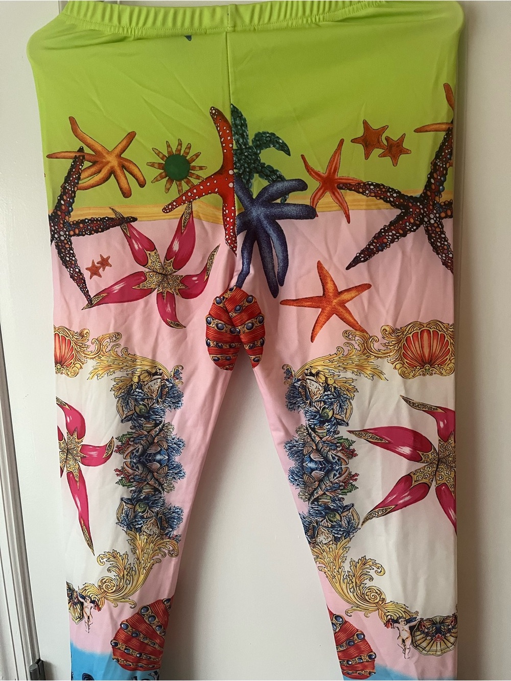 NWOT Women’s Designer Inspired Marine and Starfish Print Leggings Asian Size XL - Picture 8 of 9